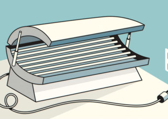 tanning bed illustration by Harry Campbell