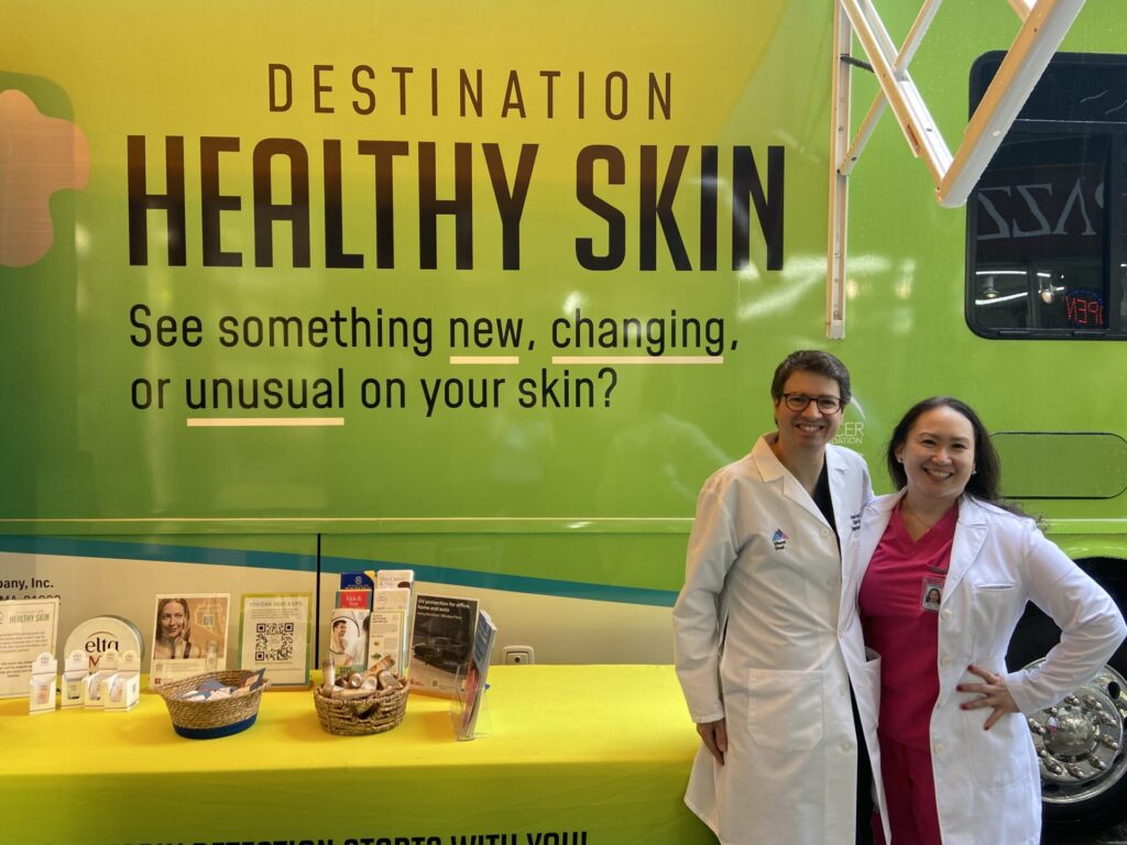 Jesse Lewin, MD, and Jane Yoo, MD, snap a photo between screenings in New York.
