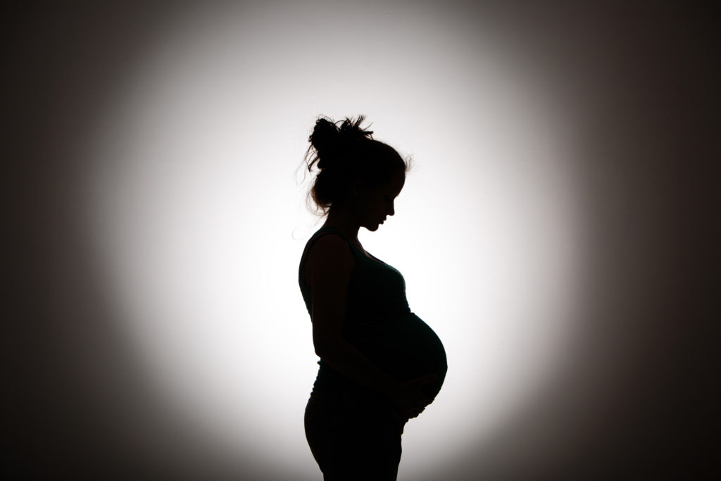 Silhouette of pregnant woman