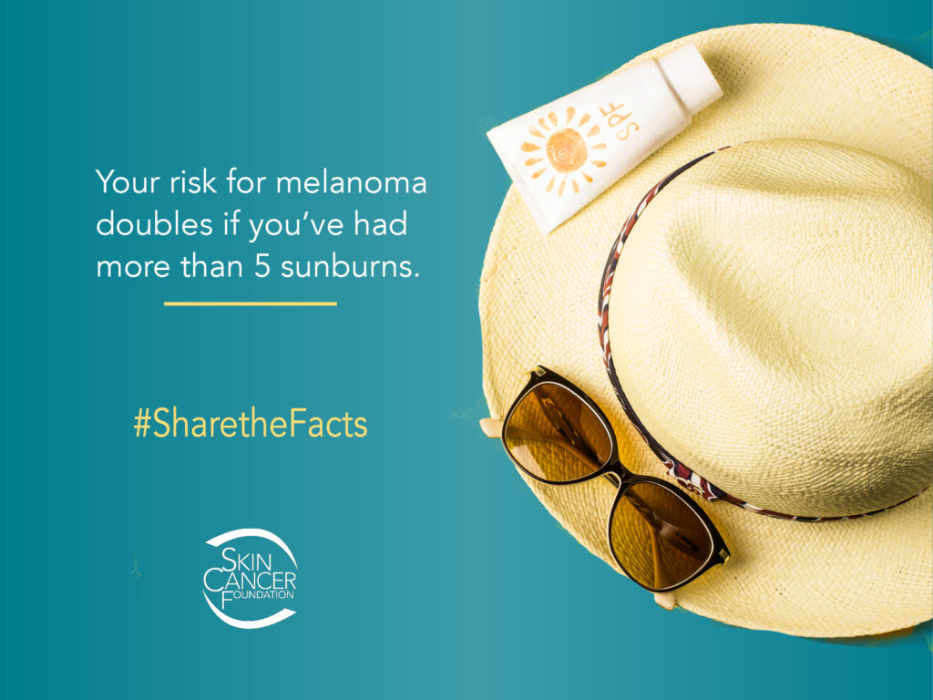 Your risk for melanoma doubles if you've had more than 5 sunburns