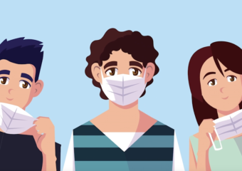 Illustration of young people wearing face masks Skin Cancer Foundation