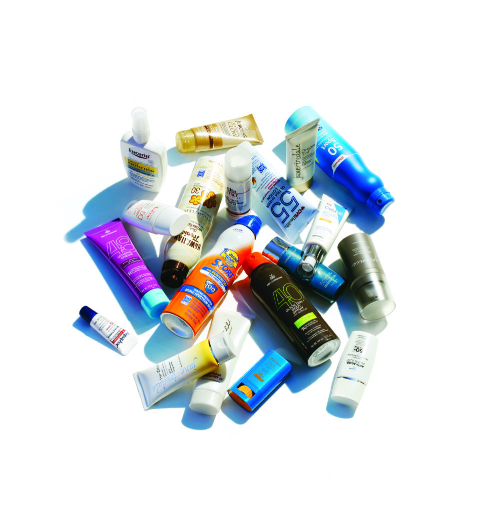 sunscreens bottles with skin cancer foundation's seal of recommendation official logo