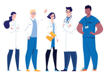 illustration of skin cancer medical team